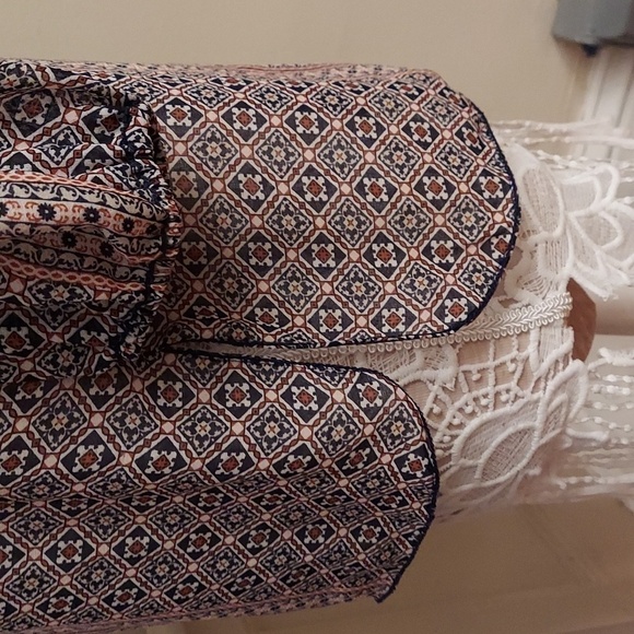 MAX EDITION Boho Sheer Cold Shoulder Patterned Tunic - Picture 7 of 12